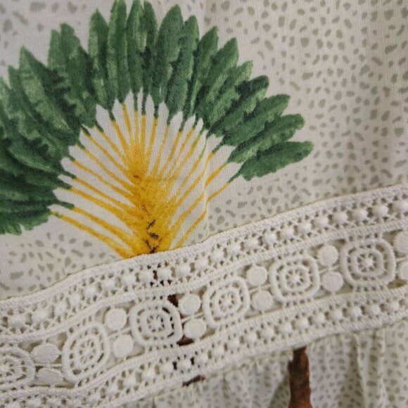 Calypso St. Barth NWT Tropical Palm Tree Crochet Lace Tiered Maxi Dress Size L - Picture 3 of 8